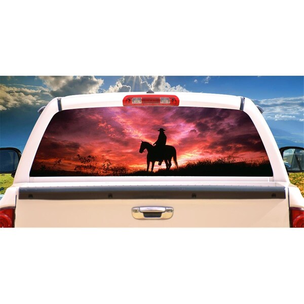 Entretenimiento Cowboy Sunset Rear Window Graphic Truck View Thru Vinyl Back Decal EN2678317 - main